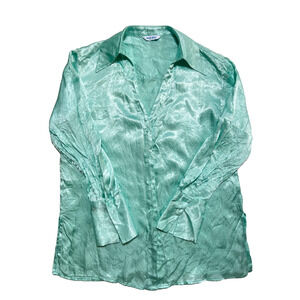 Daze Dayz- Blue Satin Button Up